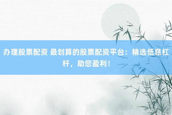 办理股票配资 最划算的股票配资平台：精选低息杠杆，助您盈利！