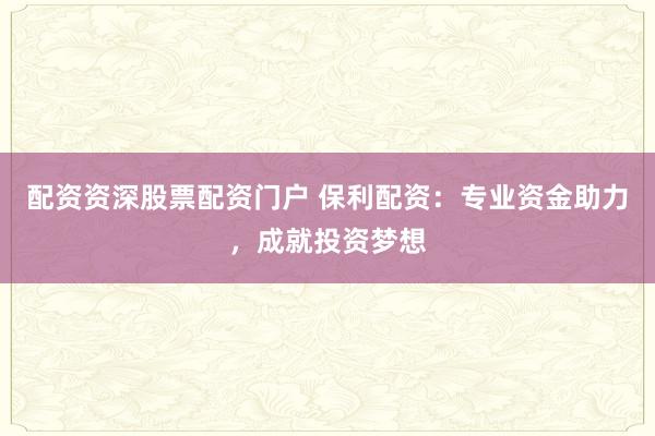 配资资深股票配资门户 保利配资：专业资金助力，成就投资梦想