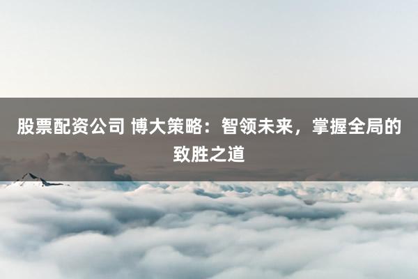 股票配资公司 博大策略：智领未来，掌握全局的致胜之道