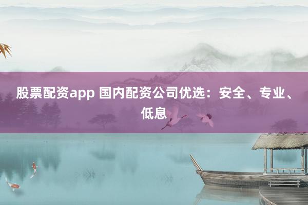股票配资app 国内配资公司优选：安全、专业、低息