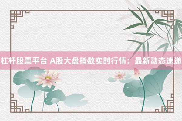 杠杆股票平台 A股大盘指数实时行情：最新动态速递