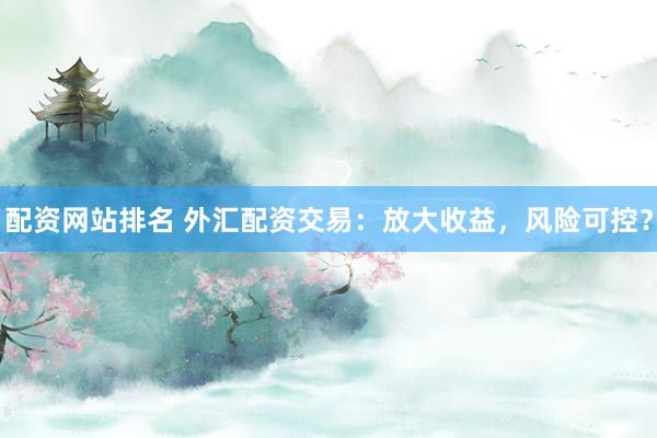 配资网站排名 外汇配资交易：放大收益，风险可控？