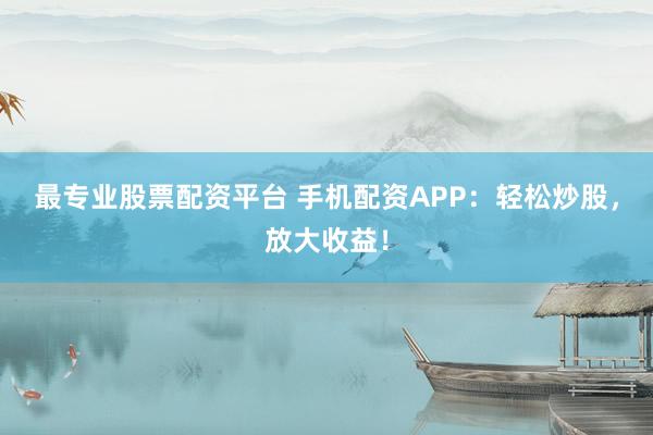 最专业股票配资平台 手机配资APP：轻松炒股，放大收益！