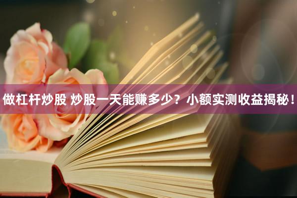做杠杆炒股 炒股一天能赚多少？小额实测收益揭秘！