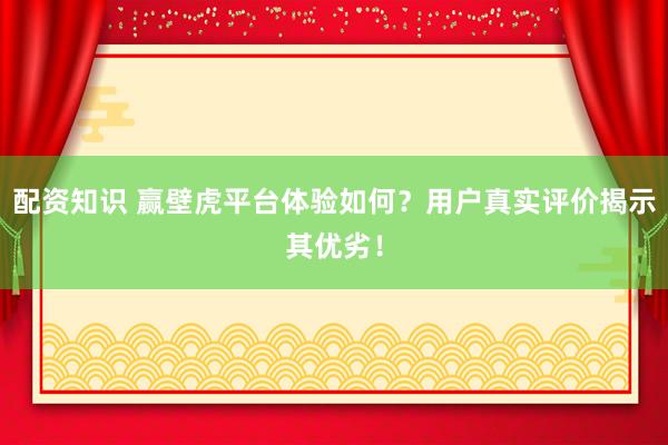 配资知识 赢壁虎平台体验如何？用户真实评价揭示其优劣！