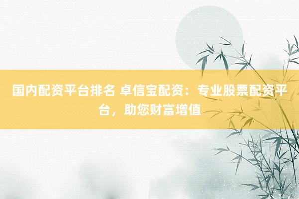 国内配资平台排名 卓信宝配资：专业股票配资平台，助您财富增值