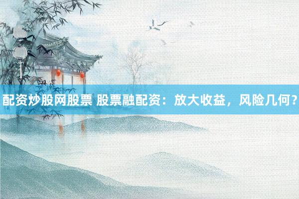 配资炒股网股票 股票融配资:放大收益,风险几何?