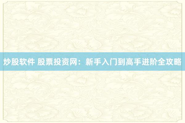 炒股软件 股票投资网：新手入门到高手进阶全攻略