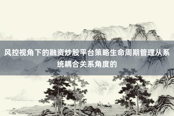 风控视角下的融资炒股平台策略生命周期管理从系统耦合关系角度的