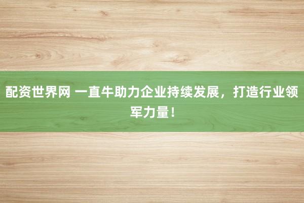 配资世界网 一直牛助力企业持续发展,打造行业领军力量!