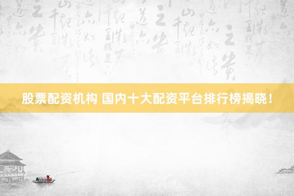 股票配资机构 国内十大配资平台排行榜揭晓!