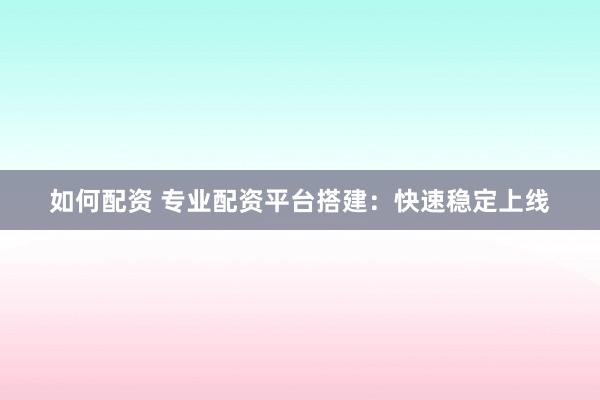 如何配资 专业配资平台搭建：快速稳定上线