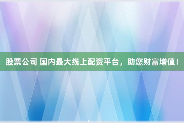 股票公司 国内最大线上配资平台，助您财富增值！