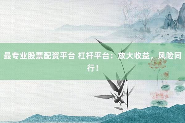 最专业股票配资平台 杠杆平台：放大收益，风险同行！